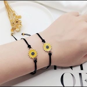 Handmade Sunflower Boho Bracelet Friendship Jewelry for Women Girl 2 Set